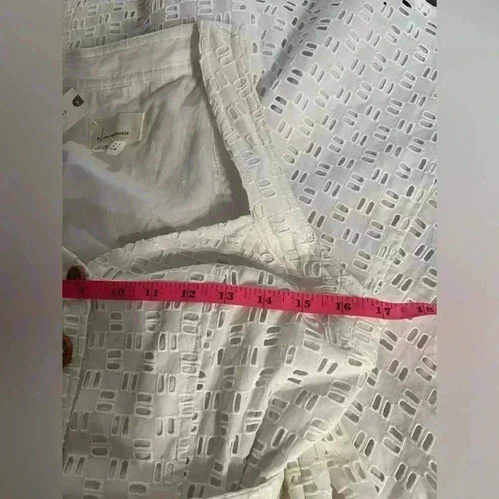 NWT Anthropologie Women’s Ivory Eyelet Lace Belted Romper - Size 4 - Picture 11 of 12